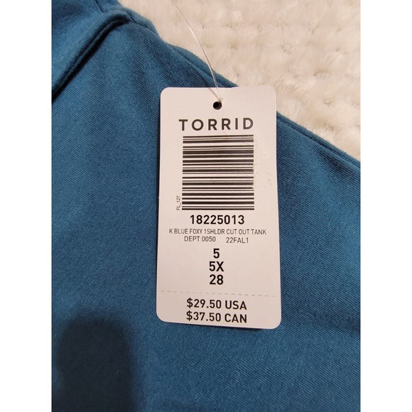 NWT Torrid 5 Foxy Cutout One Shoulder Top Blue Plus Size - Picture 5 of 5